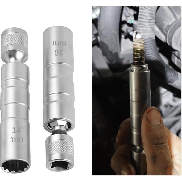 16mm 5/8" Spark Plug Socket with 3/8" Drive,12 Points Magnetic Spark Plug Tool with Thin Wall Design for Removing Glow Plugs,360° Rotatable Car