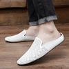 2026 Summer Mules Men Half Shoes For Man Slippers Leather Mens Semi-Drag Casual Shoes Backless Loafers Male Slides Flats Sandals