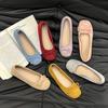 French Bow Light Mouth Single Shoes 2025 Flat Bottom Gentle Evening Shoes with Skirt Candy Color Round Head Ballet Shoes