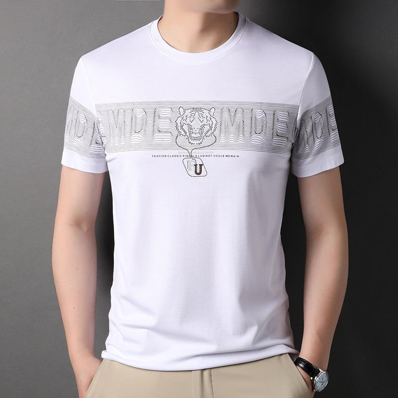 Letnia Nowa Męska Koszulka z Krótkim Rękawem z Nadrukiem Tygrysiej Głowy Męska Moda Cienka Modna
