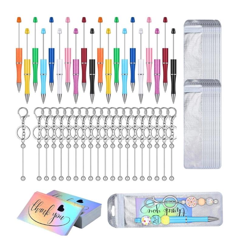80pcs Customizable Ballpoint Pen Crafting Kit Personalized Pens and Keychain Set Accessories Practical Office Supplies