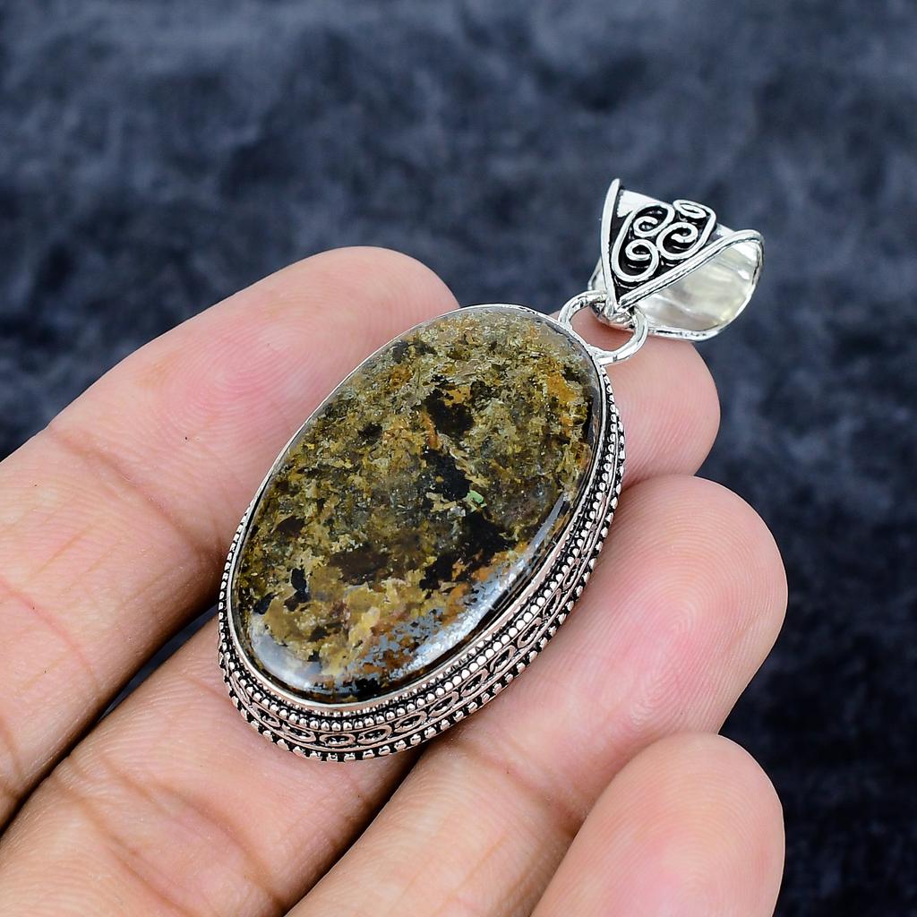 Bronzite Gemstone Handmade 925 Sterling Silver Jewelry Pendant 2.09" MM-3390