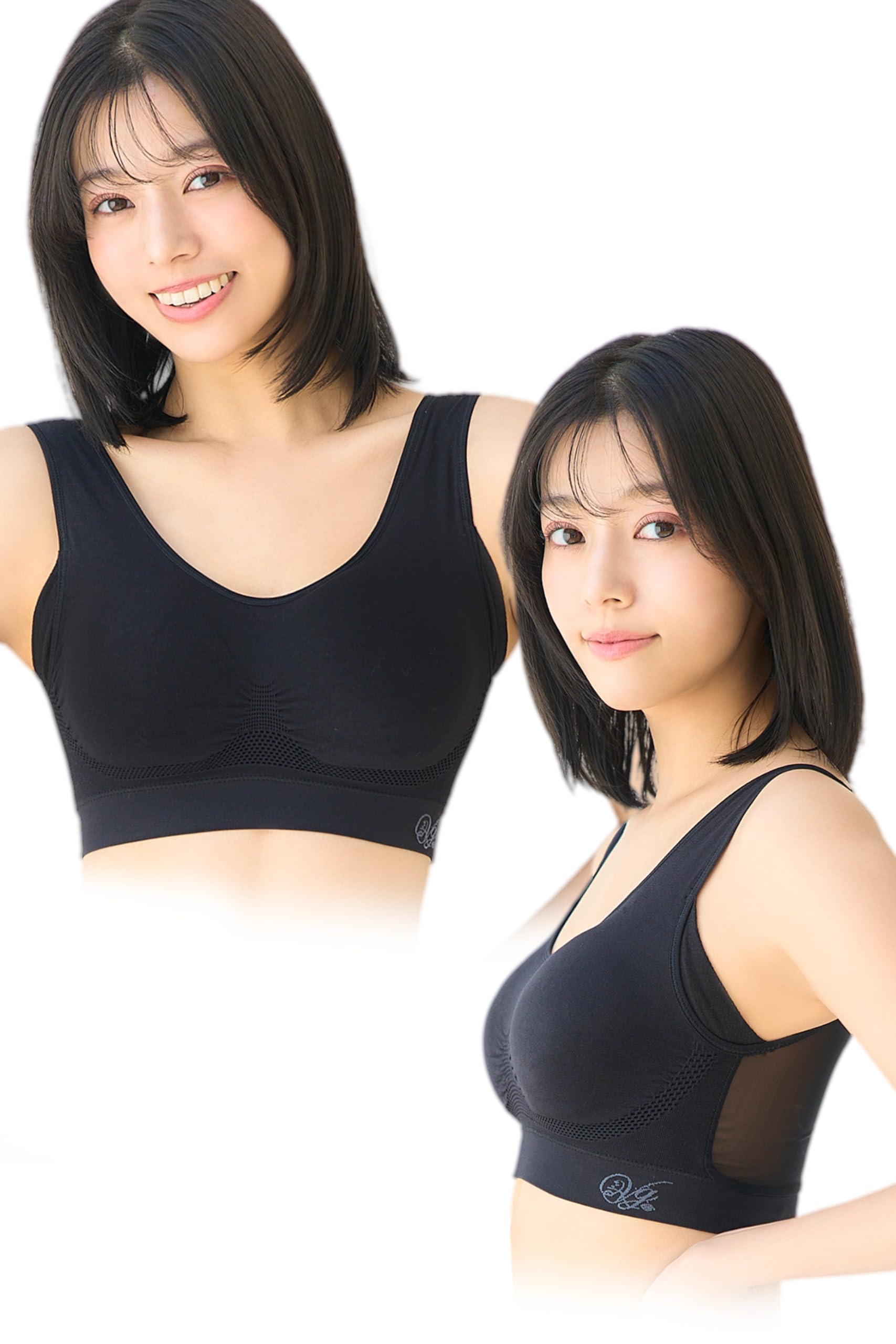 

Комплект ночного бюстгальтера Viage Beauty Up Air Sheer без стеснения [VIAGE] 2 шт. (M-L) материал, без косточек, сетка, чёрный