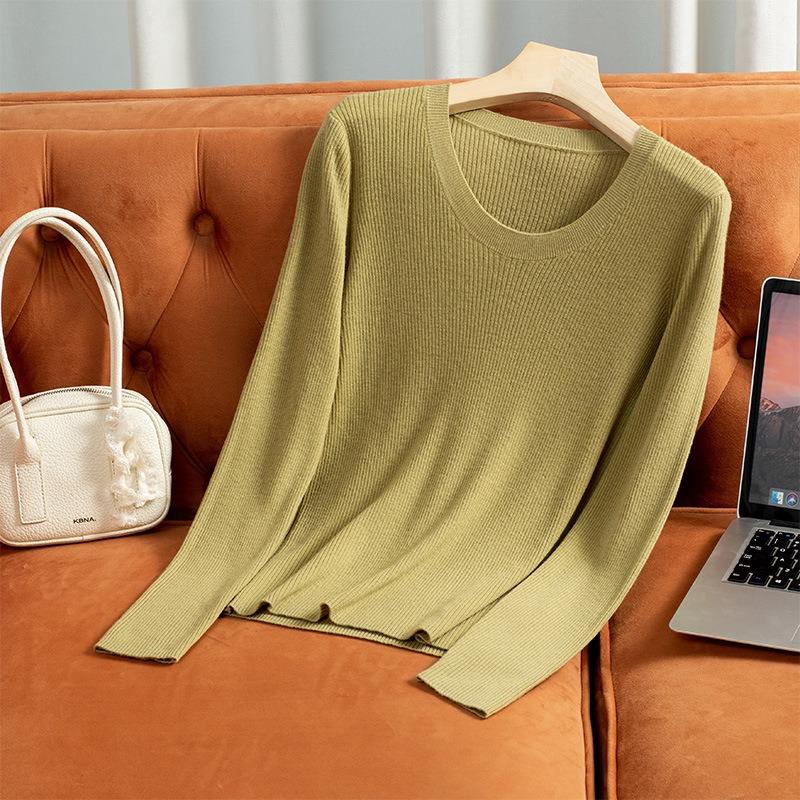 Classic High-end Autumn and Winter New Niche Chic Front Shoulder Thin Long-sleeved Women's All-wool Knitted Sweater