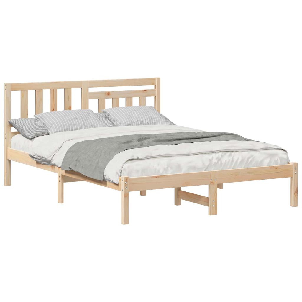 Bed Frame with Headboard Brown 120 x 190 cm Solid Pine Wood