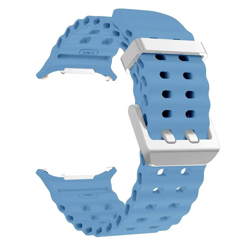 NEW Marine Silicone Strap For Samsung Watch 7 Ultra 47mm Bracelet No Gaps Sport Two-tone Band for Galaxy Ultra Watchband Straps