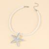 Personality Starfish Pendant Necklace Earrings Metal Texture Beach Style Elegant Clavicle Chain Trendy Female Jewelry