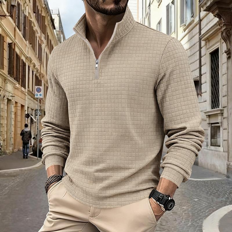

2026 Autumn and Winter New Loose Casual Commuting Simple Stand Collar Zipper Men s Sweatshirt M хаки