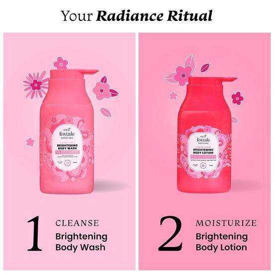 Foxtale Brightening Body Wash & Body Lotion SPF 30 | With Glycolic Acid, Niacinamide, Vitamin C | 6+ hrs Odor Control | 250 ml
