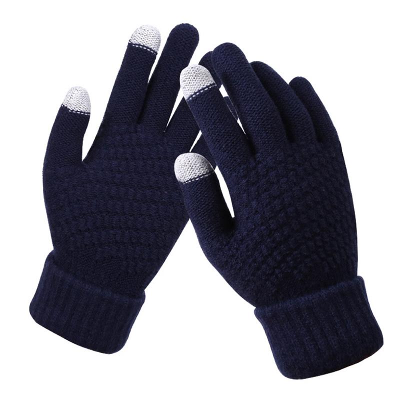 Winter Touchscreen Handschuhe Damen Herren Warm Stretch Strick Fäustlinge Imitatwolle Vollfinger Guantes Häkeln Luvas Verdicken Handschuhe