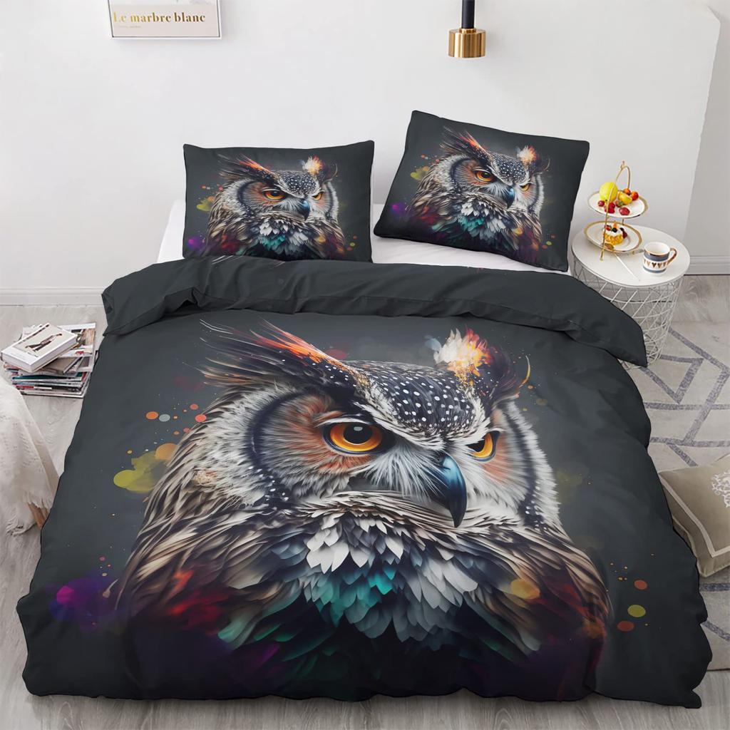 Moon Owl Duvet Cover Set Moon Owl Bedding Set Adult Boy Girl Bedroom Decoration Single Double Large Size Gift