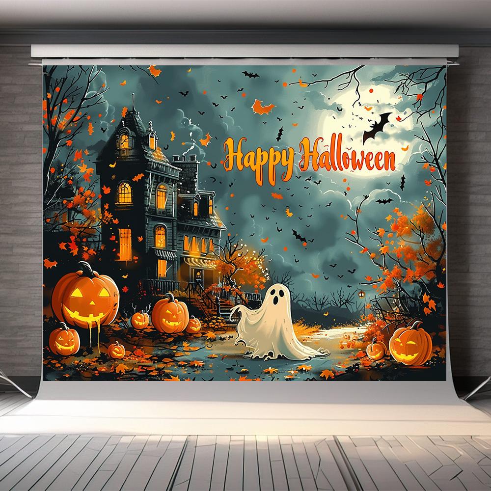 1pc2D flat Halloween banner background cloth for photography, birthday party decoration, no power required——sym
