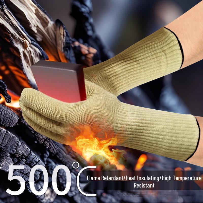 500° Heat-Resistant Aramid Insulated Baking Gloves - Anti-Scald & Cut Resistant