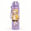 1PC Hooded Girl Autumn Outfit Pattern 750ml Color Plastic Sports Water Bottle Leakproof Flip Straw Lid Suitable for Sports Office Home Use