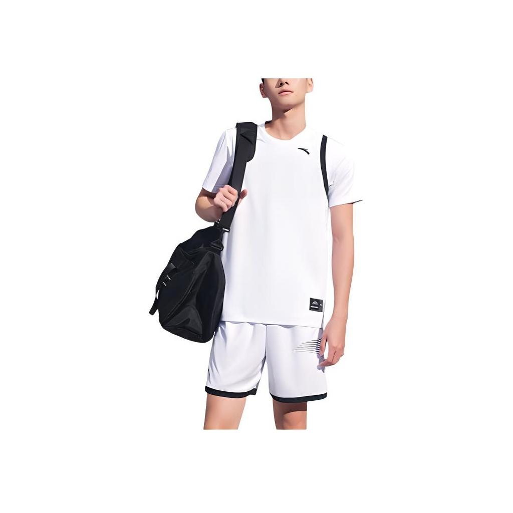 Anta Loose Breathable Comfortable Sweat-Absorbing Casual Sports Suit Men Sportswear Pure-White Basic-Black 952421205-1