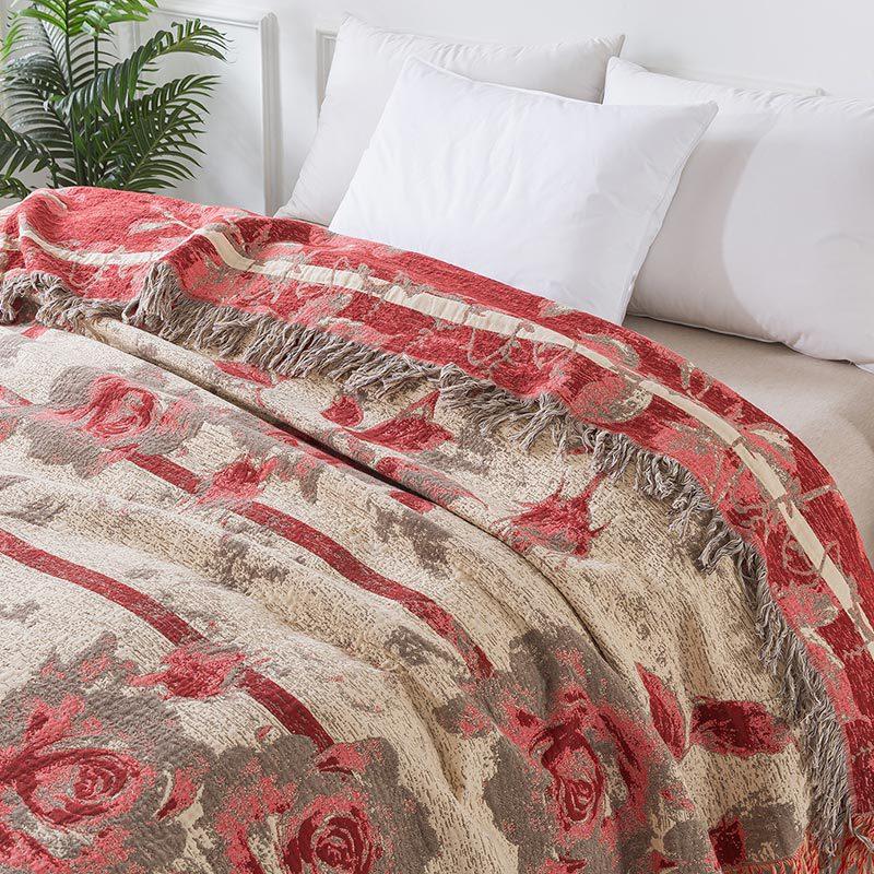 Gruby bawełniany muślinowy koc z frędzlami Ręcznik Pikowana kołdra dla pary Letnia chłodząca kołdra Letni cienki koc na sofę łóżko do drzemki