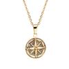 Compass Gold Pendent Stainless Steel Mens Jewelry Necklace