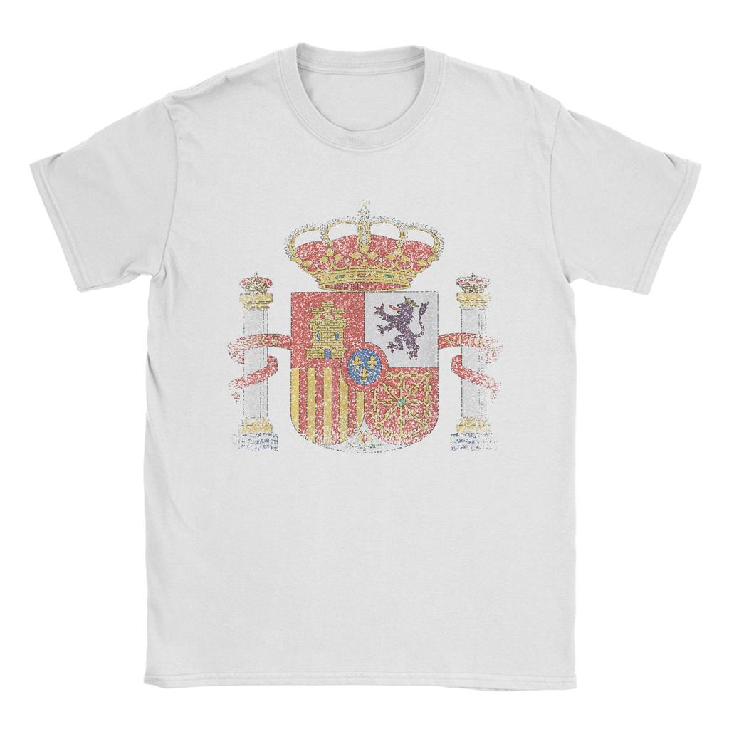 Mens TShirts Spain Coat of Arms Spanish Map Vintage Pure Cotton Tees Short Sleeve T Shirt Round Collar Clothing Gift Idea