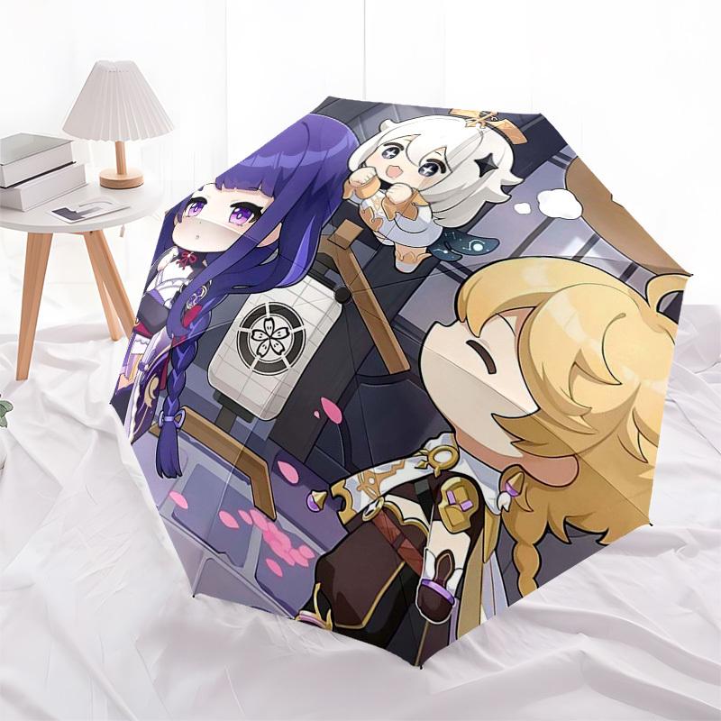 1pc Outdoor Umbrella with Anime Characters, Automatic Opening/Closing, Portable 3-Fold Design, 8-Bone Iron Frame - Perfect for Fans, Travel, Dail