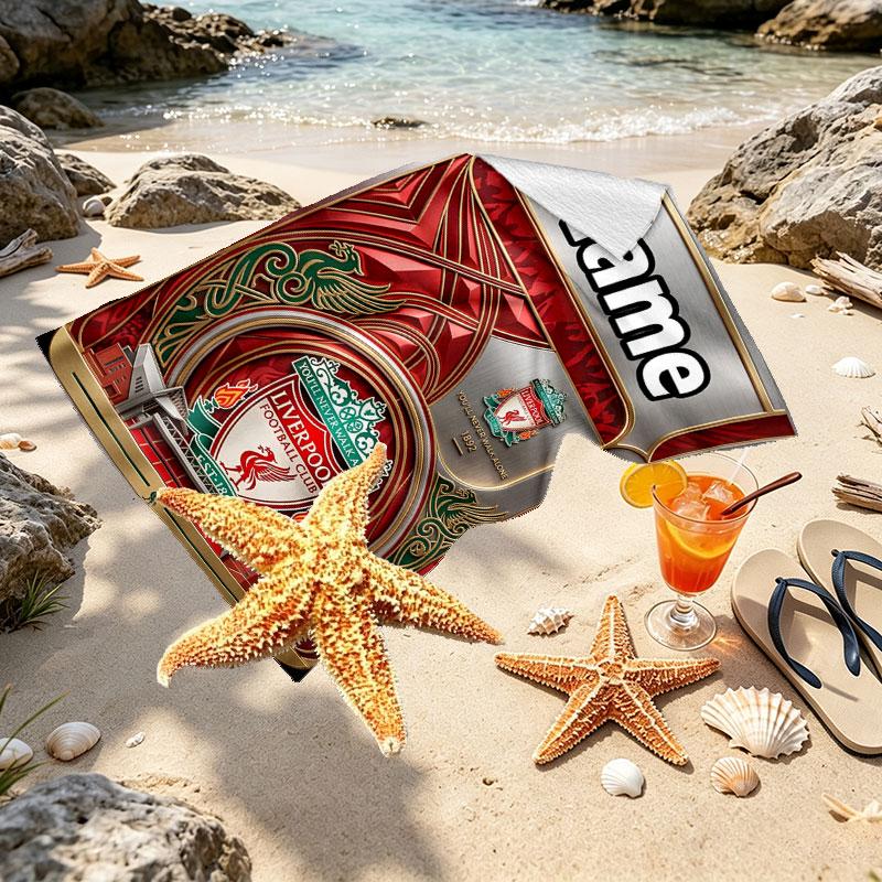 Custom Name Personalized LFC Print Beach Towel, for Trip Camping Beach Party Home Decor, Birthday Gift for Family & Friends