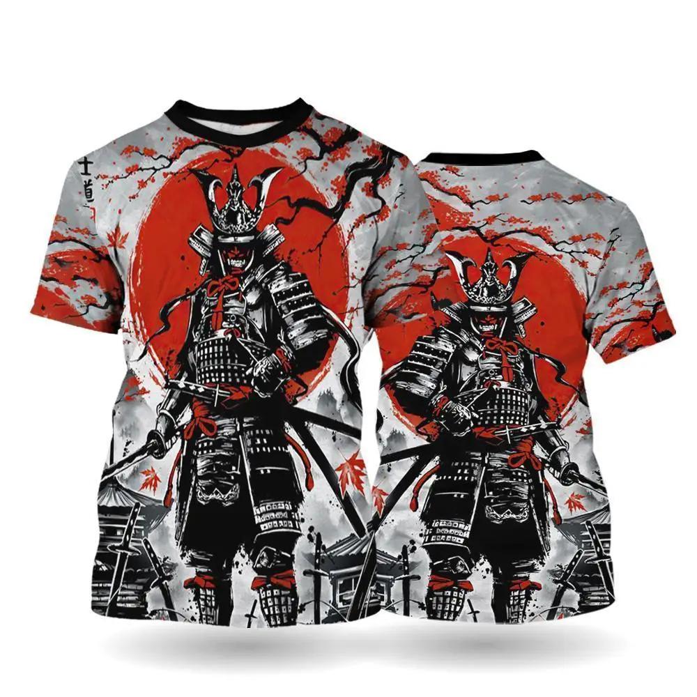 Japanese Bushido T-Shirts Samurai 3D Print Men's Woman Short Sleeve T Shirt Oversized Vintage Harajuku Tops Tees Unisex Clothing