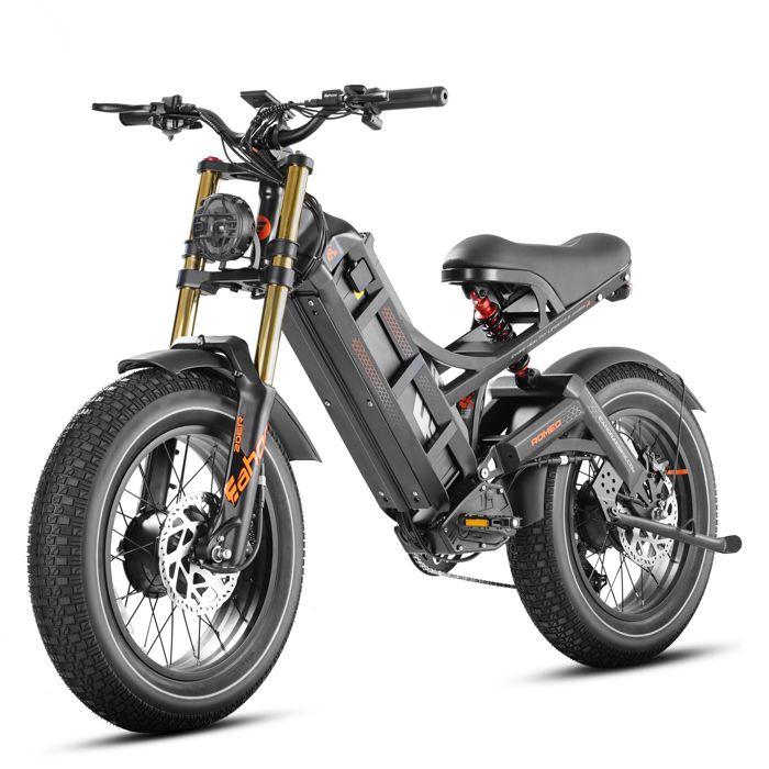 Doppelmotor Elektrofahrrad Herren eAhora Romeo II, Doppelmotor 1250W, Abnehmbarer Akku 52V 60AH, Fat Tire 20×4,5, Max 65km/h