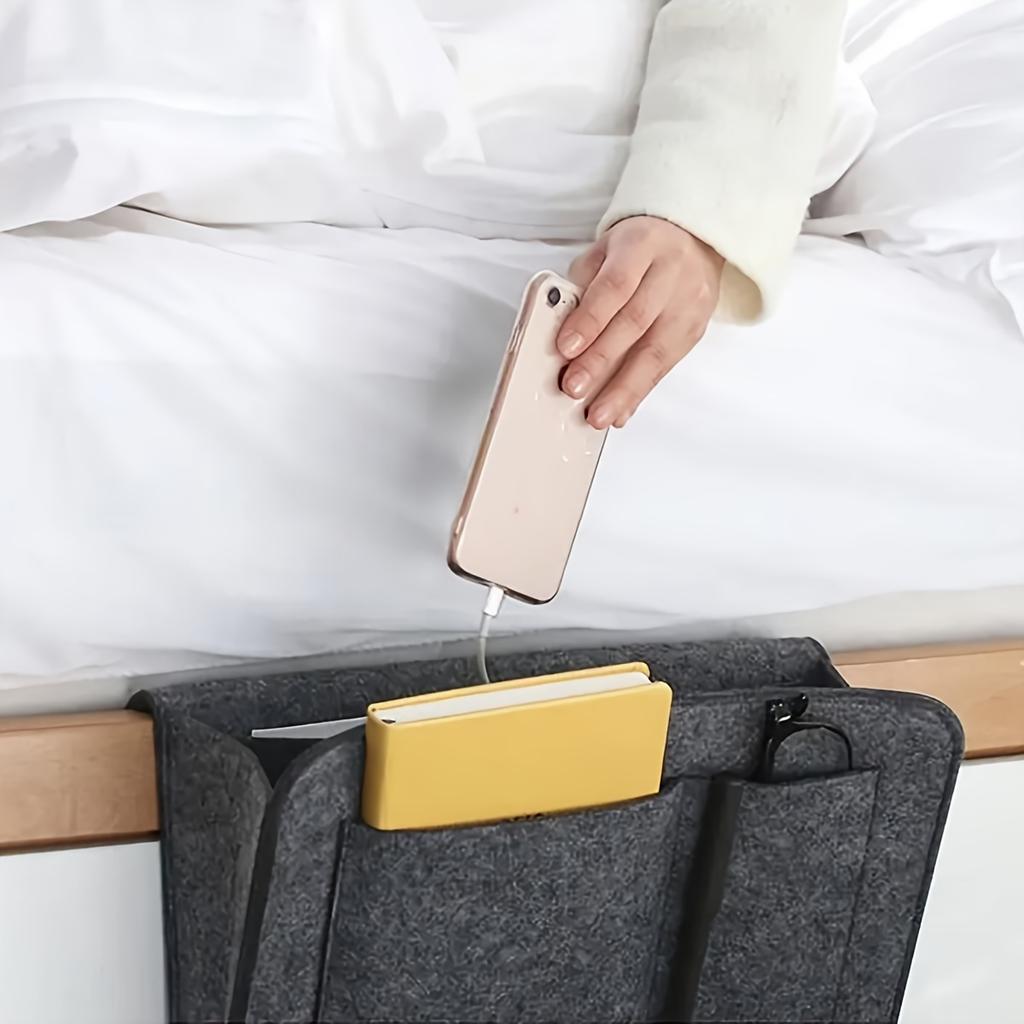 1PCS Felt Bedside Storage Organizer Anti-slip Bedside Bag Bed Sofa Side Hanging Couch Storage Remote Control Bed Holder Pockets
