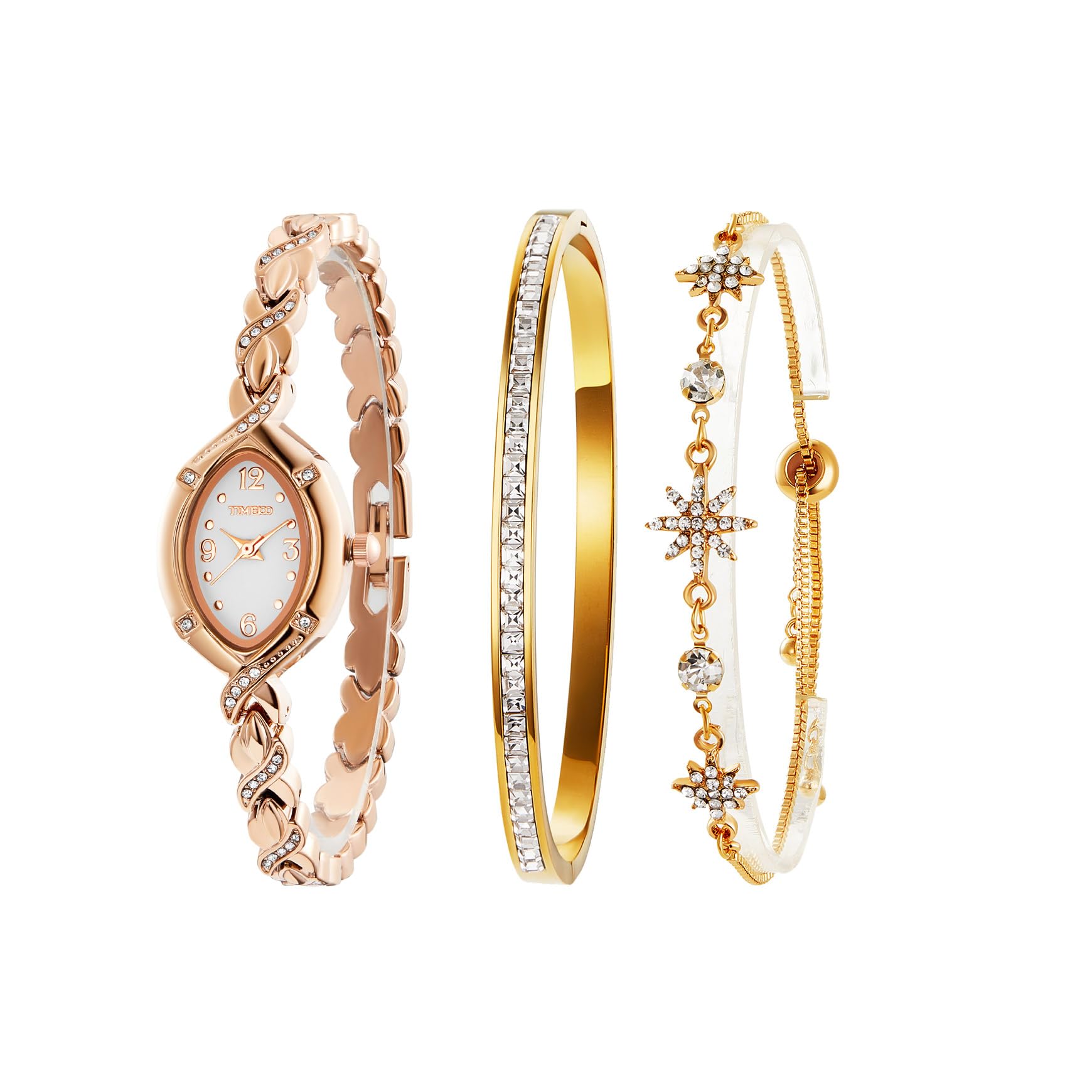 

[TIME100] Подарочный набор: Женские часы и браслет, Сделано в Японии с механизмом Citizen, Водонепроницаемость 30 м, Доступна подарочная упаковка