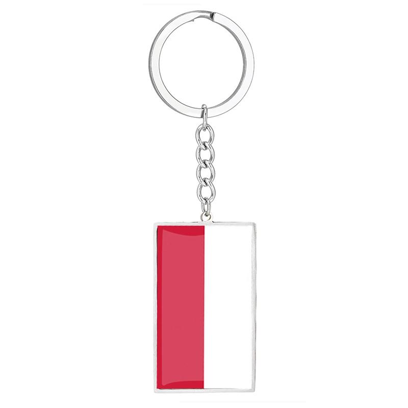 Stainless Steel Epoxy Canada Australia Flag Keychains Rectangle National Flag Pendant Car Key Chain