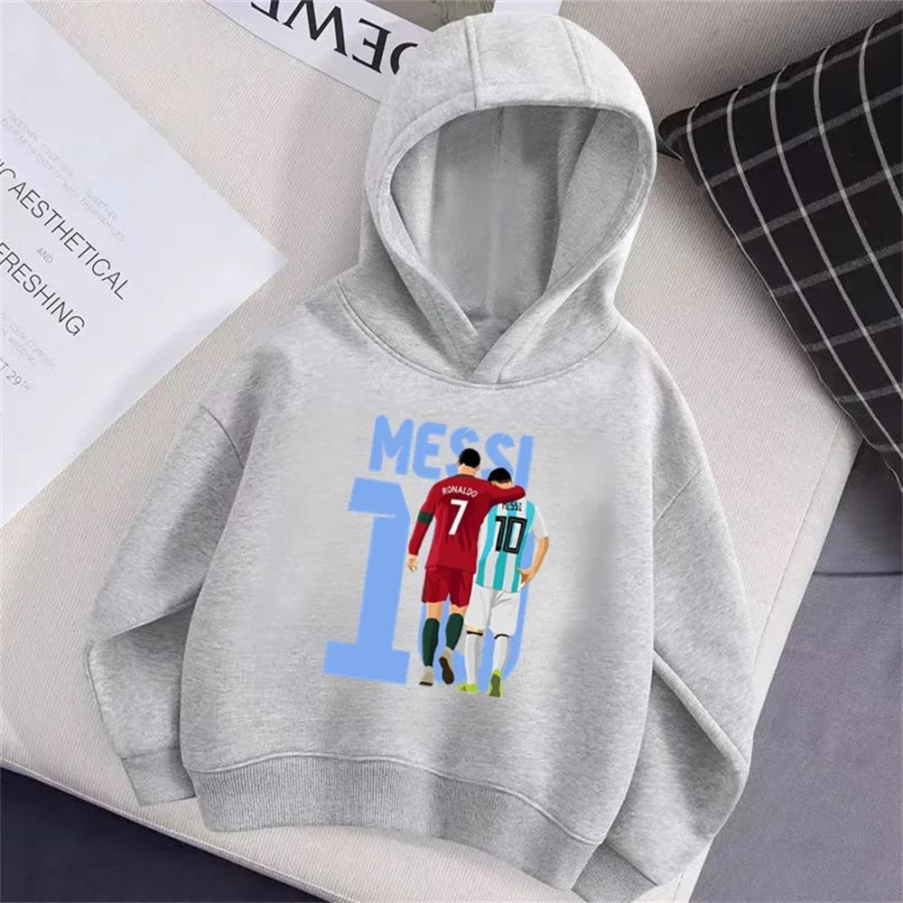 

Мультяшное детское худи Звезда футбола Месси с мультяшным принтом Весенний свитшот с длинным рукавом Повседневный топ для мальчиков и девочек 100