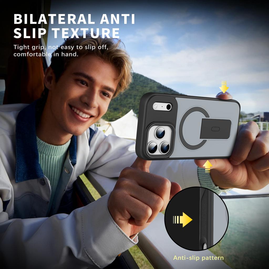 Magnetic Invisible Stand Protective for  Case for For Iphone 17 Air 12 1 14 13 16 Pro Max Plus Matte Shockproof Cover