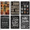 Putuo Decor Coffee Tin Sign Vintage Plaque Metal Plates Shabby Chic Wall Art Poster for Cafe Bar Living Room Home Man Cave Decor