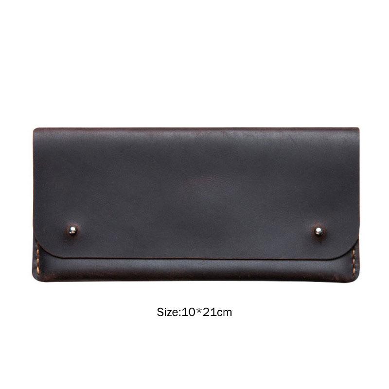 Handmade Leather Men's Wallet Purse Cow Leather Bifold Id Card Phone Holder Bag Pure Leather