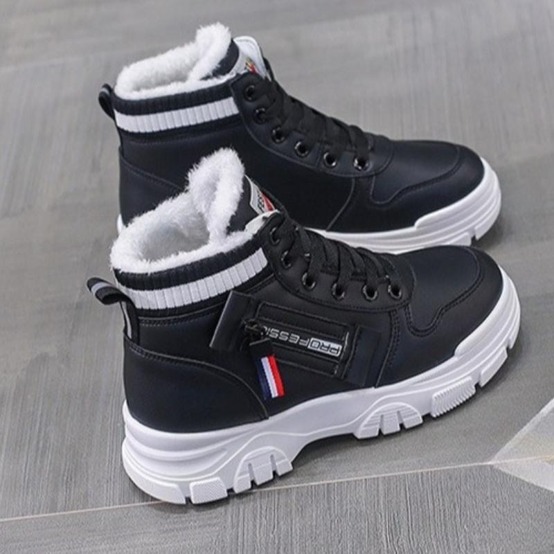 

Модная хлопковая обувь женская зимняя новая обувь с высоким верхом универсальная повседневная минималистичная удобная теплая женская обувь 43 чёрный