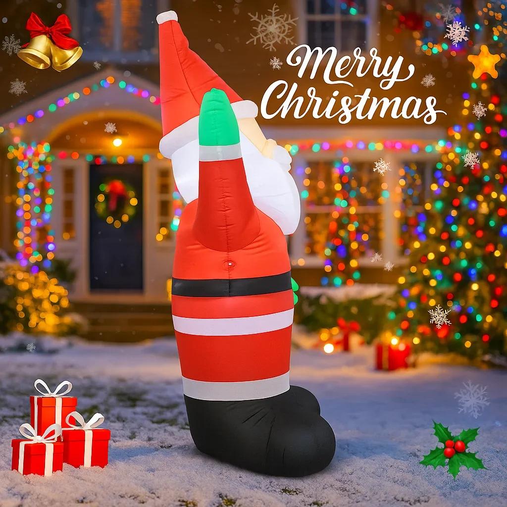 7.87FT Christmas Inflatable Toys with LED Light Santa Claus Wave Hand Supplies Home Ornament Festive Gift Xmas Yard Decoration