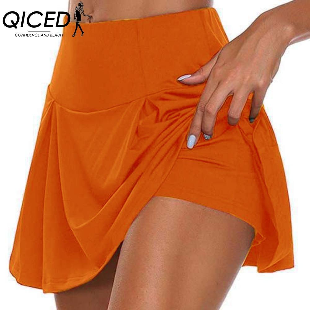 

QICED 13 Color Women s Fashion Casual Solid Color Print Summer Spring Skirt XXXXXL оранжевый