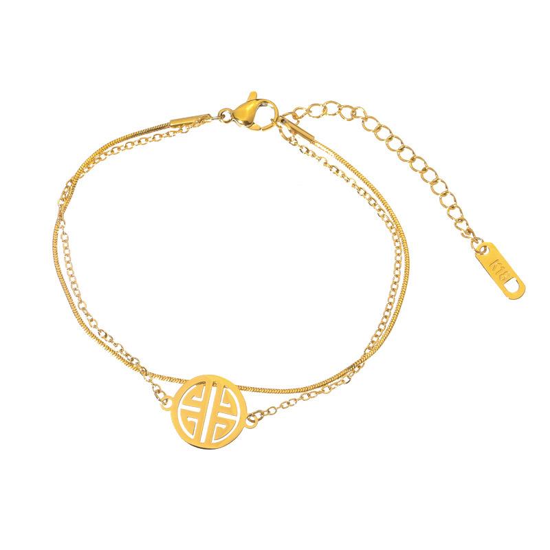 Double Layer Korean Fashion Titanium Steel Friendship Bracelet for Women - Simple, Stylish, and Trendy