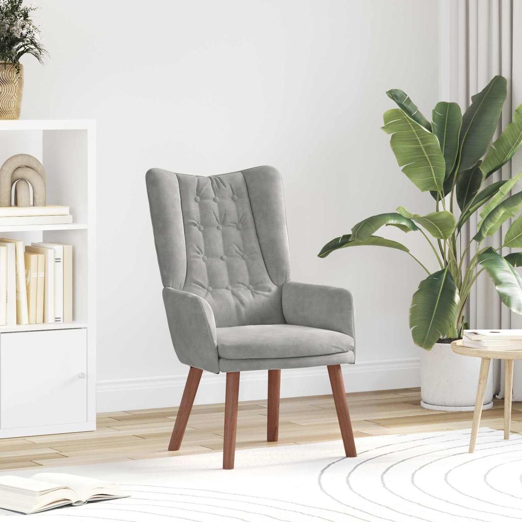 Armchair Light Grey 63 X 67 X 94 Cm Velvet