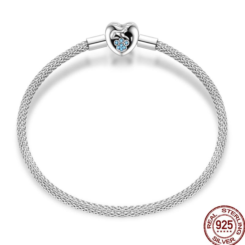925 Silver 17-20CM Heart Pave Zirconia Original Bracelets Infinity Bracelet Fit DIY Charms Bead Birthday Jewelry Gifts Hot Sale
