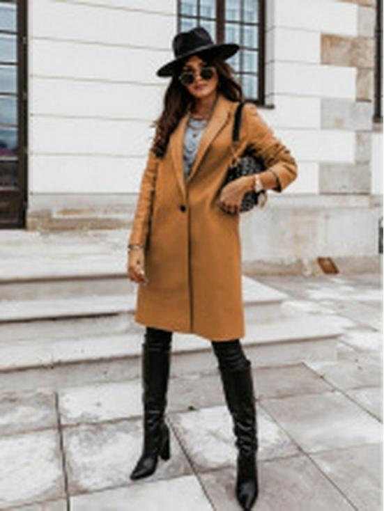 Korean Style Double-Breasted Mid-Length Wool Coat with Fur Collar for Women