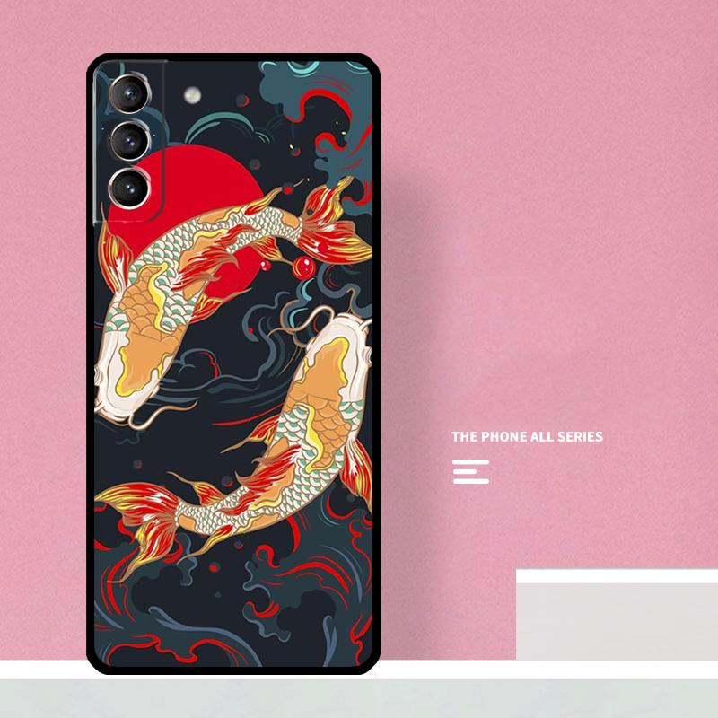 Chinese Koi Fishes Phone Case For Samsung Galaxy S25 S26 Ultra S20 S21 S22 S23 S24 S10 Plus S25 FE Cover Coque