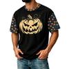 Men's Casual Corduroy Short Sleeve Crew Neck Lightweight Breathable Top Halloween Graphic Print Lettering Design