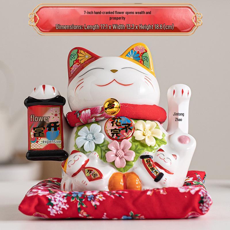 Automatic Waving Lucky Cat Ornament - Prosperity Gift for Home, Shop, or Business Entry
