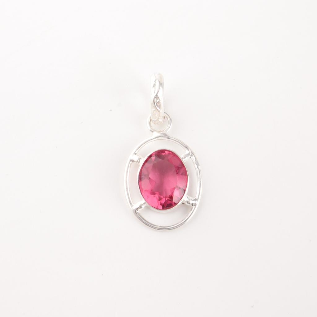 Pink Tourmaline Gemstone 925 Sterling Silver Jewelry Pendant For Birthday Gift PP-6-18