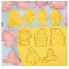 8pcs/Set Christmas Biscuit Mould Cookie Cutter 3D Cartoon Biscuits Mold Plastic Baking Cookie Stamp Cookie Decorating Tools