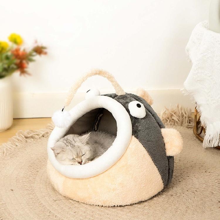 Pet Bed House Semi-closed Cave Tent for Small Animals Removable Cushion Pad