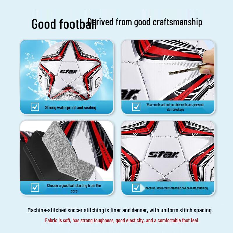 Star SB8234-04 Red PVC Machine-Stitched Youth Soccer Ball