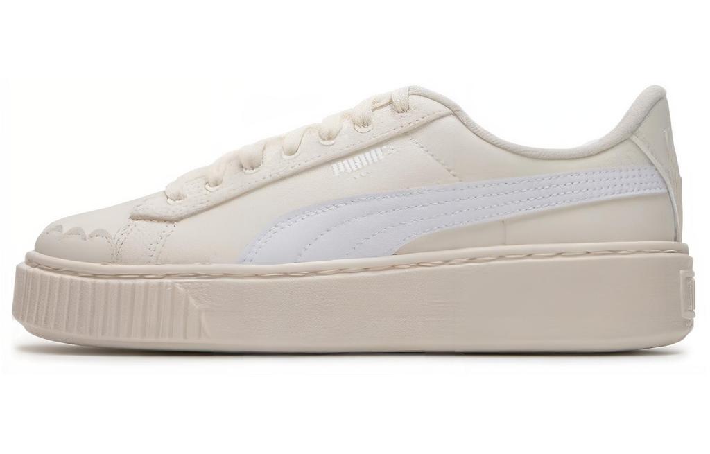 Puma BASKET PLATFORM Canvas V2 Coverage Breathable Low Top Skateboard Shoes Women's White 399699-02
