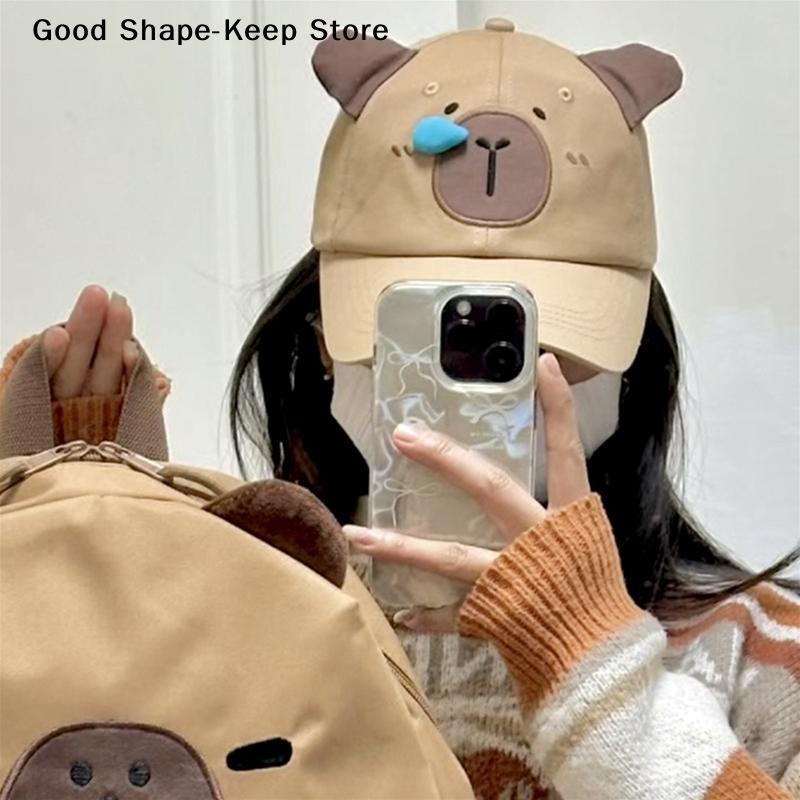 Capybara Stickerei Paar Baseballkappe Sonnenschutz Papa Hüte Trendig Atmungsaktiv Golfkappe Unisex Capibala Hut Baseballkappe