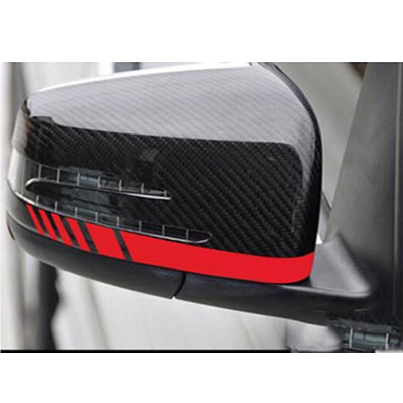 4x Adesivo de vinil vermelho de fibra de carbono para carro, decalque para espelho retrovisor, acessórios faça você mesmo